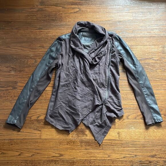 Blank NYC Jackets & Blazers - Blank NYC Mixed Media Drape Front Moto Jacket